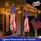 2 Pack 50 Inch Large American Flag Windsock with Lights 4th of July Decorations, Patriotic Fourth of July Outdoor Decor, Red White Blue Star Stripes Hanging Decorations Memorial Day Independence Day